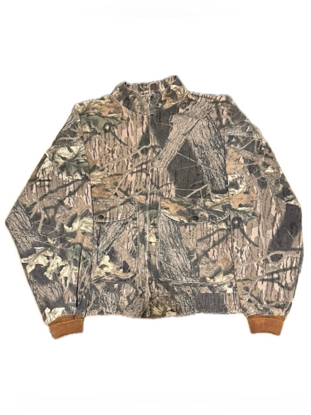 🧥🦌 MOSSY OAK Vintage‎ 90s Camo Hunting Jacket IDEAL Zip USA Men's 2X